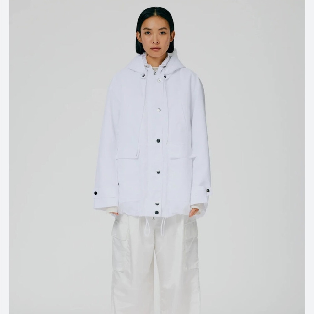 Used Condition- Tibi Eco Nylon Anorak with Removable Hood - XXS White